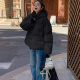 Poshoot Korean Fashion Cropped Parkas Women Oversized Down Cotton Hooded Overcoat Woman 2023 Winter Thick Warm Jackets Female