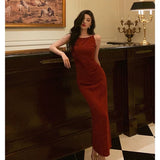 Poshoot Sexy Sheath Jewel Neckline Red Long Prom Dresses Birthday Outfits Evening Gown SD1012