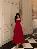 Poshoot Classy A Line Spaghetti Straps Red Prom Dresses Birthday Outfits Evening Gown SD1026