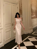 Poshoot Sexy French Sheath One Shoulder White Prom Dresses Birthday Outfits Evening Gown SD1045