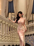 Poshoot Gorgeous Sheath V Neckline Date Night Dress Floral Pink Prom Dresses Party Dress Birthday Outfits SD788