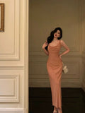 Poshoot French Sheath Jewel Pink Pleated Prom Dresses Birthday Outfits Evening Gown SD790