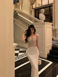 Poshoot Gorgeous Mermaid Sweetheart Date Night Dress White Prom Dresses Party Dress Birthday Outfits SD796