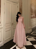 Poshoot Stunning A Line Halter Neckline Long Date Night Dress Pink Prom Dresses Birthday Outfit SD817