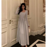 Poshoot Stunning A line Square Neckline Long Sleeves Date Night Dress Prom Dresses Birthday Outfit SD823