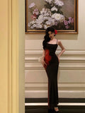 Poshoot Pretty Sheath Spaghetti Straps Black Long Prom Dresses Birthday Outfits Evening Gown SD828