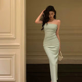 Poshoot Classy Sheath Strapless Sleeveless Mint Green Prom Dresses Birthday Outfits SD841