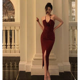 Poshoot Stunning Sheath Halter Date Night Dress Prom Dresses Red Birthday Party Outfit SD855