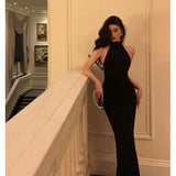 Poshoot Sexy Sheath High Neckline Backless Black Prom Dresses Birthday Outfits SD865