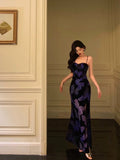 Poshoot Classy Sheath Spaghetti Straps Royal Blue Floral Prom Dresses Birthday Outfits Evening Gown SD878