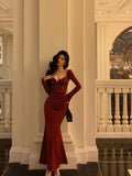 Poshoot Classy Sheath Sweetheart Red Ruffles Velvet Prom Dresses Birthday Outfits Evening Gown SD920