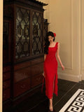 Poshoot Sexy A Line Square Neckline Red Chiffon Prom Dresses Birthday Outfits Evening Gown SD953