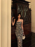 Poshoot Sexy Sheath Spaghetti Straps Blue Floral Prom Dresses Birthday Outfits Evening Gown SD956