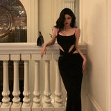 Poshoot Elegant Sheath Spaghetti Straps Black Prom Dresses Birthday Outfits Evening Gown SD981