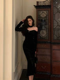 Poshoot Elegant Mermaid High Neckline Black Velvet Prom Dresses Birthday Outfits Evening Gown SD990