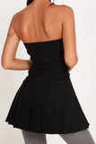 Poshoot Christmas Thanksgiving Gifts  Strapless Pleated Backless Slim A-Line Mini Dress