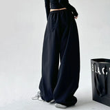 Poshoot 2025 Spring Wide Leg Loose Sweatpants Women Y2K American Retro Baggy Pants Woman Streetwear Hip Hop Oversized Trousers