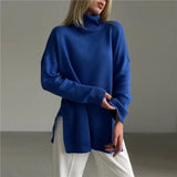 Poshoot Turtleneck Sweater Women's New Casual Long-Sleeved Warm Pullover Loose Solid Knitted Bottoming Shirt Commuting Outfits