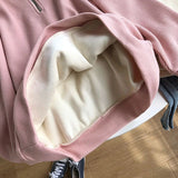 Poshoot Warm Thicken Zipper Stand Collar Hoodie Women Casual Long Sleeve Pullover Tops Woman Solid Color Loose Plush Sweatshirt