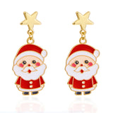 Poshoot Fashion Christmas Asymmetrical Drop Earrings for Women Santa Claus Bells Snowman Xmas Tree Boots Hat Earring Girls Party Jewelry