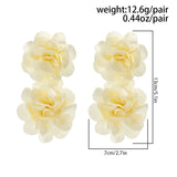 4 Colors Exaggerated Big Fluffy Fabric Flower Petal Drop Earrings for Women 2023 Trending Elegant Earring Wed Bridal Accessories