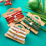 Poshoot 4 Pcs/Set Christmas Colorful Beads Bracelets for Women Handmade Snowman Santa Claus Elk Pendant Bracelet New Year Jewelry Gifts