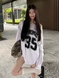 Poshoot Streetwear Oversized Off Shoulder Sweatshirts Women Aesthetic Letter Graphic Jerseys Grunge Y2k Hoodies Long Sleeve Top