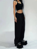 Poshoot Casual Gray Sweatpants Women Wide Leg Black Joggers Classic Baggy Streetwear Female Oversized Sports Trousers All-match