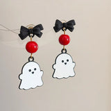 Poshoot Cute Resin Ghost Drop Earrings for Women Red Bowknot Star Ghost Earring Christmas Halloween Festival Party Jewelry Accessories