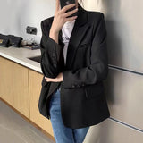 Poshoot 2024 Temperament Double-Breasted Blazer Women Spring Autumn Long Sleeve Chic Blazers Woman Buttons Office Suit Jacket Ladies