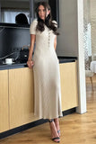 Poshoot Christmas Thanksgiving Gifts  Knitted Rib Slim Maxi Dress