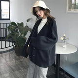 Poshoot Rimcoy Solid Color Knitted Sweater Women Korean Fashion Button Up Loose Cardigan Woman Long Sleeve Casual Cardigan Coat Female