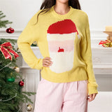 Poshoot Women's y2K Christmas Sweaters Classic Reindeer/Snowman/Santa Print Long Sleeve Round Neck Knit Jumper Tops