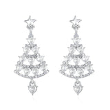 Poshoot New Trendy Rhinestone Christmas Tree Earrings for Women Exquisite Zircon Xmas Tree Drop Earring Girls New Year Festival Jewelry