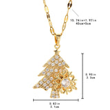 Poshoot Creative Rotating Snowflake Christmas Tree Necklace for Women Titanium Steel Colorful Zircon Xmas Tree Collar Chain Jewelry Gift