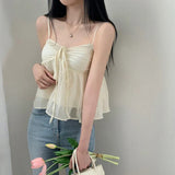 Poshoot-Strap Drawstring Fold Backless Crop Top