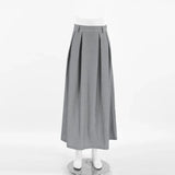 Poshoot High Waist Pleated Skirt Women's Solid Commuting Casual Slim A-Pulse Skirt Loose Patchwork Streetwear Party Long Skirt