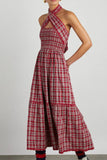 Poshoot Christmas Thanksgiving Gifts  Elegant Strapless Patchwork Maxi Dress