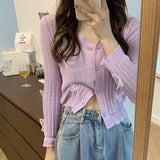 Poshoot 3D Butterfly Knitted Cardigan Women 2025 Summer Sexy Lace Long Sleeeve Crop Tops Woman Chic Short Thin Sunscreen Shirts Female