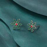 Poshoot Fashion Small Christmas Earrings for Women Cute Asymmetric Elk Santa Claus Snowflake Xmas Tree Stud Earring Girls Party Jewelry