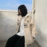 Poshoot Zipper Letter Print Bomber Jacket