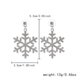 Poshoot Luxury Rhinestone Enamel Christmas Tree Earrings for Women Girls Exquisite Crystal Snowflake Earring New Year Party Jewelry Gift