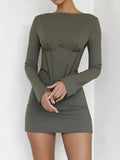 Poshoot Christmas Thanksgiving Gifts  Full Sleeve Backless Mini Dress