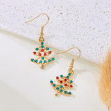 Poshoot Cute Small Christmas Earrings for Women Girls Enamel Rhinestone Xmas Tree Hat Boots Wreath Drop Earring New Year Accessoies Gift