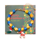 Poshoot Christmas Drip Oil Santa Claus Beaded Bracelets for Women Handmade Crystal Beads Christmas Tree Sock Charm Bracelet Jewelry Gift