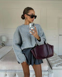 Poshoot Knitted Long Sleeved O-neck Casual Knitted Sweater Women Fashion Solid Versatile Elegant  Sweaters Commute Street Pullover