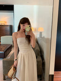 Poshoot-2024 Summer Elegant Strapless Midi Dresses Fashion Chic Off Shoulder Backless Dresswear Female Party Evening Dress