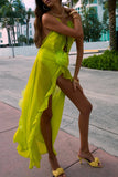 Poshoot Christmas Thanksgiving Gifts  Sleeveless Tie-Up Backless See-Through Slit Maxi Dress