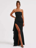 Poshoot Ravish in Slit Strapless Maxi Dress