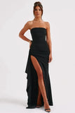 Poshoot Christmas Thanksgiving Gifts  Black Strapless High Split Maxi Dress